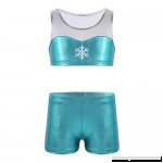 inlzdz Kids Girl's 2pcs Tankini Blue Snowflake Crop Top with Booty Shorts Gymnastics Leotard Dancewear Swimsuit  B07K65F15K